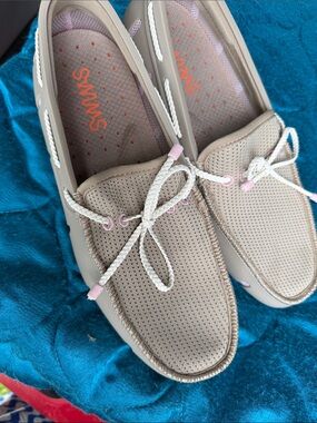 Swims Taupe Boat is Shoes with Light Pink Accents - mens